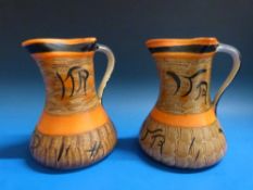 A pair of Art Deco Myott jugs