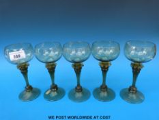 A set of five German wine glasses
