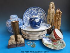 A quantity of Oriental ceramics, soapstone carvings,
