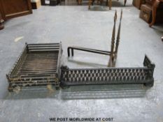 A fire basket and dogs together with fire guard