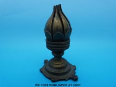 A 19th/20thC brass receptacle opening to reveal a flower shape with central bowl,