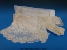 A collection of unused long lengths of Belgian lace c1920s or earlier (longer piece being