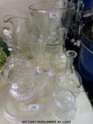 A large glass goblet vase, jug,
