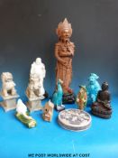 A collection of mainly Chinese figures including blanc de chine,