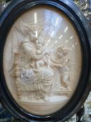 A 19thC figural tableau of the Madonna and Child with St John entitled 'La Vierge a la Chaise'