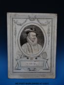 Original pen and ink drawing 'Sir Walter Raleigh' inscribed verso with details of the artwork (34 x