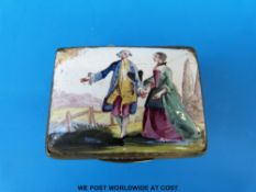 A George III enamel patch box with hinged lid,