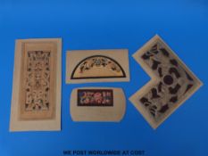 Original antique designs in pen & watercolour (c1900): an intricate ivory comb,