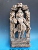 A 19thC / 20thC Indian carving of a multi-armed deity (45 x 22cm)