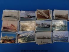 A box of mainly shipping postcards and photographs to include paddle steamers, Isle of Man,