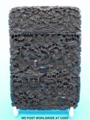 A 19thC Chinese carved tortoiseshell card case (10.5 x 7 x 1.