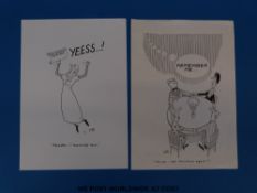 Neil Bennett two original pen & ink cartoons.