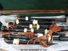 A cased set of Highland bagpipes