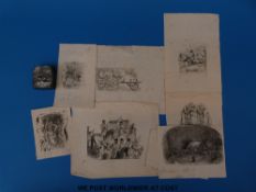 Antique woodblock with Scottish piper & dancers (c.