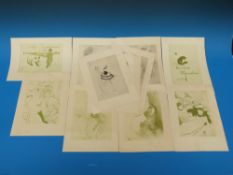 Henri de Toulouse-Lautrec: 12 lithographic prints, many printed in green and including Confetti,