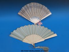 Two 19thC bone folding fans,