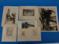 Anne Anderson signed etching 'The Belfry Bruges',