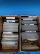 Two boxes of topographical postcards to include Cornwall, Devon, Dorset, Somerset,