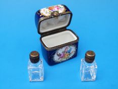A hand decorated Limoges double scent bottle holder