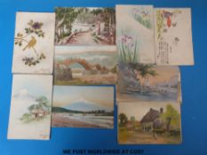 A quantity of early 20thC coloured Japanese postcards,