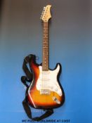 A Fortissimo electric guitar in flame finish to body with case