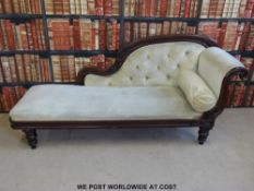 A 19thC mahogany framed chaise longue
