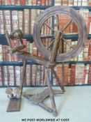 A modern wooden spinning wheel