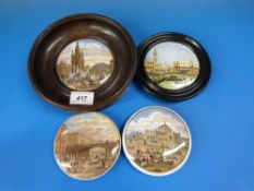 Four Prattware pot lids comprising Holborn Viaduct, Albert Memorial,