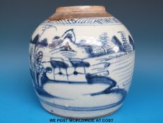 A 19thC Chinese blue and white ginger jar,