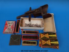 A stereoscopic viewer with cards of Lynton and Devon interest and one of the saloon on White Star