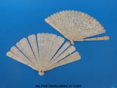 Two 19thC Chinese carved ivory brisé fans