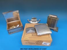 Sheffield plate trinket box with gadrooned decoration, Aristocrat chromium plated cigarette case,