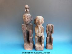 Three Indonesian Ifugao wooden figures (21,