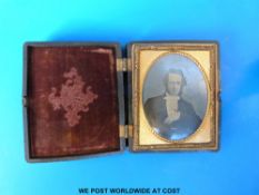 A daguerreotype portrait of gentleman in gilt frame,