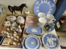 A pair of Royal Doulton miniature vases, dolls' china, Wedgwood, Jasperware,