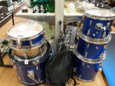 A Pulse drum kit in blue lacquered finish together with 16