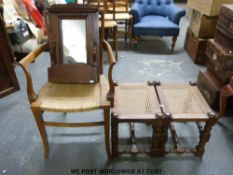 A wicker seated armchair,