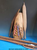 A collection of Del aboriginal boomerangs and throwing clubs from the Cunderlee mission.