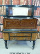 A 19thC interchangeable orchestral cylinder musical box in burr walnut case with banding to the lid