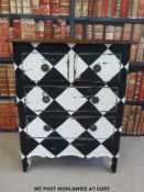 A small chest of two over two drawers with chequerboard painted design (w65 x d48 x h80cm)