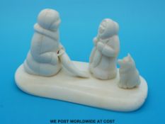 An Inuit bone carving, probably marine,