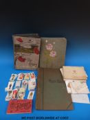 Two full postcard albums including WWI silks, topographical, wartime capsized ship, Dursley, Coaley,