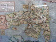 Sebastian Munster 16thC map of England 'Anglia II Nova Tabula' (27 x 35cm)