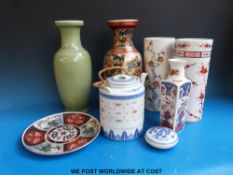 A collection of Chinese ceramics including a celadon vase,