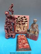 An 18thC Chinese gilt wood figure of the Governor of Fire (22cm tall),