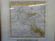 A 17thC / 18thC coloured map 'Assyria & Babylonia according to this History' and also marked Plate