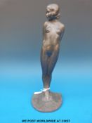 An Art Deco lead figurine of a nude,