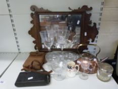 A quantity of collectables to include cameras, glass, copper kettle,