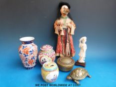A small collection of Oriental ceramics, metalware,