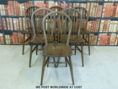 A set of six Windsor hoop back dining or kitchen chairs